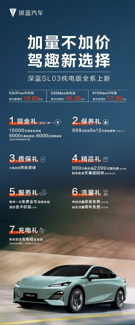 重新定义电动新驾趣,深蓝SL03纯电新款上市